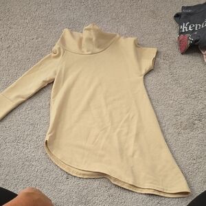 Beige Turtleneck Long Sleeve Top